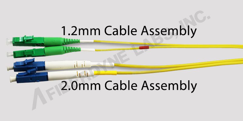 Configuration 241 Bend Insensitive 1.2mm Single-mode & Multimode Assemblies, Green Connector 1.2mm Blue Connector 2.0mm