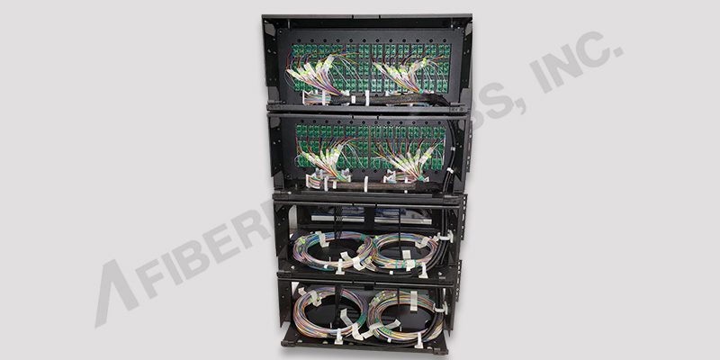 (2) 144 Port Termination Boxes 4U High and 2 Splice Housings 4U High each.