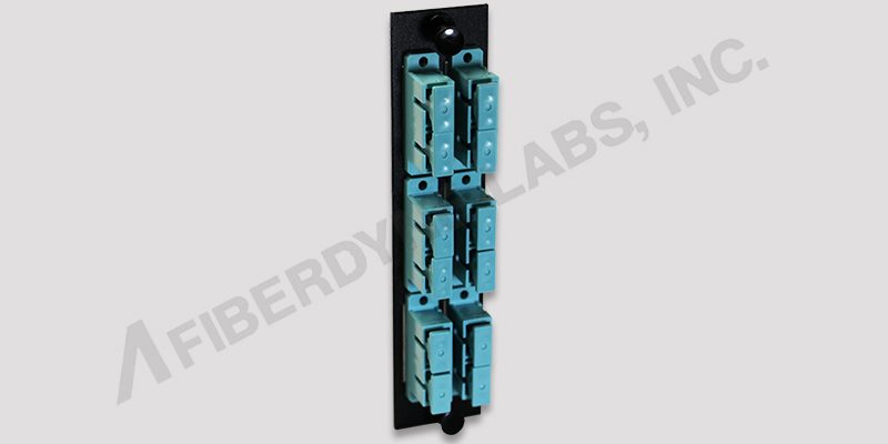 6 Position SC Panel, Pre-Loaded with 6 Duplex SC Aqua MM Adapters