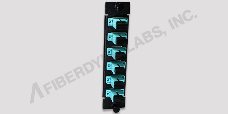 6 Position SC Panel, Pre-Loaded with 6 Simplex SC MM Aqua Adapters