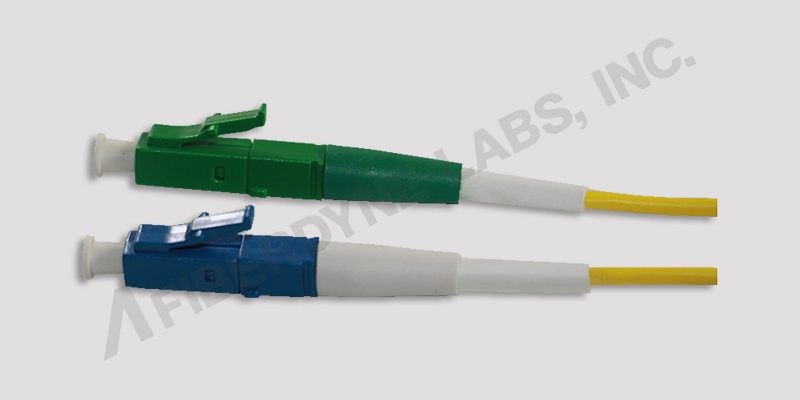 Closeup of Singlemode Simplex OS2 2.0mm LC/APC-LC/UPC