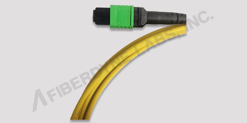MPO/APC 16 position cable close up of offset ferrule & connector