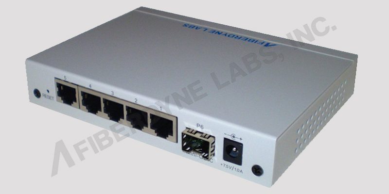 Back of Managed 6-Port L2 Gigabit Ethernet Switches with 1 dual-speed SFP Slot